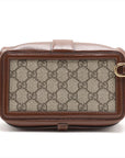 Pre-Loved GG Supreme Crossbody Bag Monogram Coated Canvas Mini with Gold Hardware, Beige/Brown