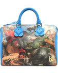 Pre-Loved Speedy Masters Rubens Handbag Printed Coated Canvas 30 with Gold Hardware, Blue Multicolor