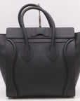 Pre-Loved Luggage Tote Leather Mini with Silver Hardware, Black
