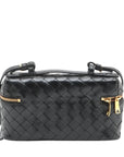 Pre-Loved Intrecciato Camera Bag Crossbody Bag Intrecciato Leather Small with Gold Hardware, Black