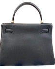 Pre-Loved Kelly Handbag Black Leather with Gold Hardware 28, Black