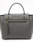 Pre-Loved Belt Bag Handbag Leather Micro with Gold Hardware, Gray