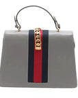 Pre-Loved Sylvie Handbag Floral Leather Medium with Gold Hardware, Gray