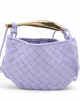 Pre-Loved Sardine Crossbody Bag Intrecciato Leather Mini with Gold Hardware, Lavender