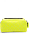 Pre-Loved Dopp Kit Pochette Monogram Coated Canvas with Silver Hardware, Neon Yellow