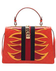 Pre-Loved Sylvie Handbag Monogram Leather Medium with Gold Hardware, Red