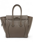 Pre-Loved Luggage Tote Leather Micro with Silver Hardware, Taupe