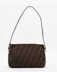 Pre-Loved Mamma Baguette Shoulder Bag Zucca Coated Canvas with Silver Hardware, Brown
