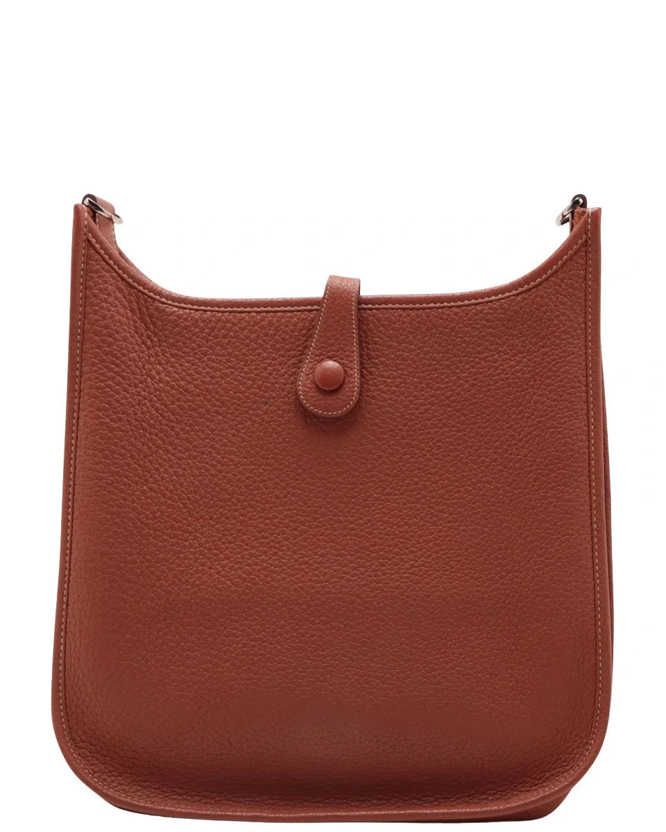 Pre-Loved Evelyne Crossbody Bag Leather PM with Palladium Hardware, Cuivre