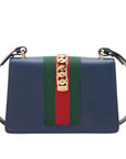 Pre-Loved Sylvie Shoulder Bag Leather Small with Gold Hardware, Navy Blue