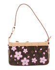 Pre-Loved Pochette Accessoires Cherry Blossom Pochette Monogram Coated Canvas with Gold Hardware, Brown