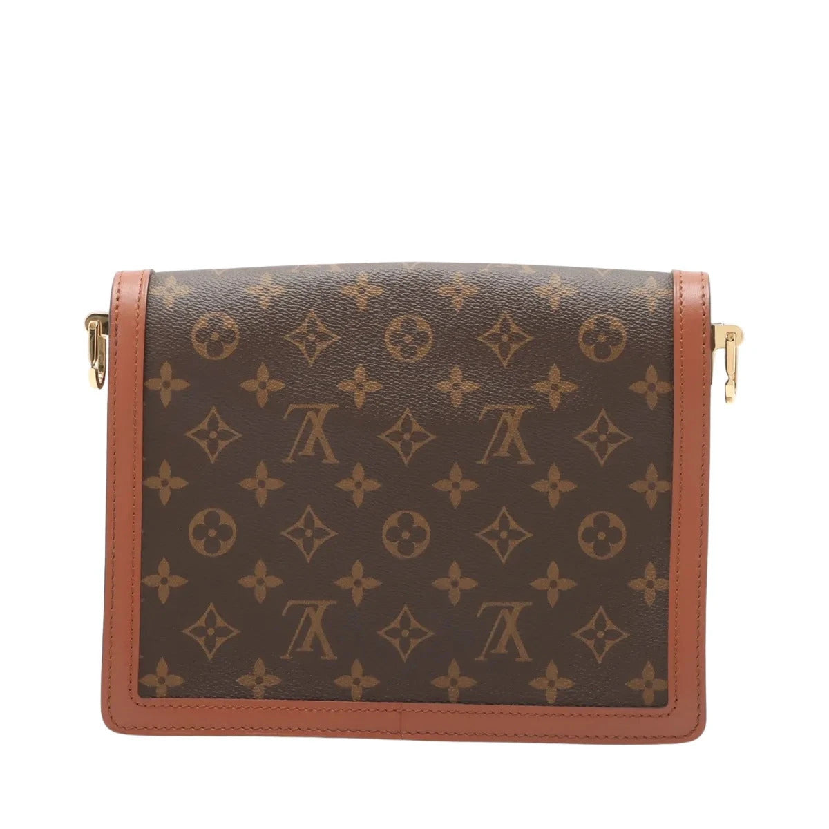 Pre-Loved Dauphine Shoulder Bag Monogram Coated Canvas MM with Gold Hardware, Brown