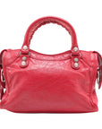 Pre-Loved Classic City Handbag Leather Mini with Silver Hardware, Red