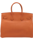 Pre-Loved Birkin Handbag Leather 35 with Palladium Hardware, Orange