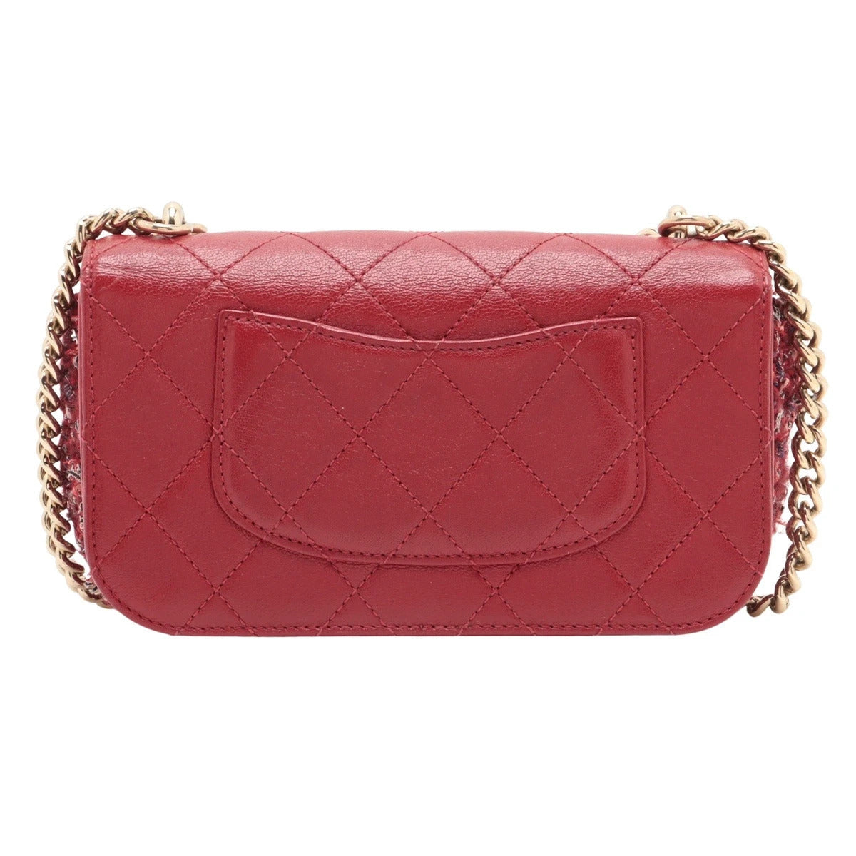 Pre-Loved Flap Bag Shoulder Bag Quilted Leather Mini with Gold Hardware, Red