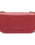 Pre-Loved Flap Bag Shoulder Bag Quilted Leather Mini with Gold Hardware, Red