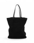 Pre-Loved Shopping Tote Shearling with Silver Hardware, Black