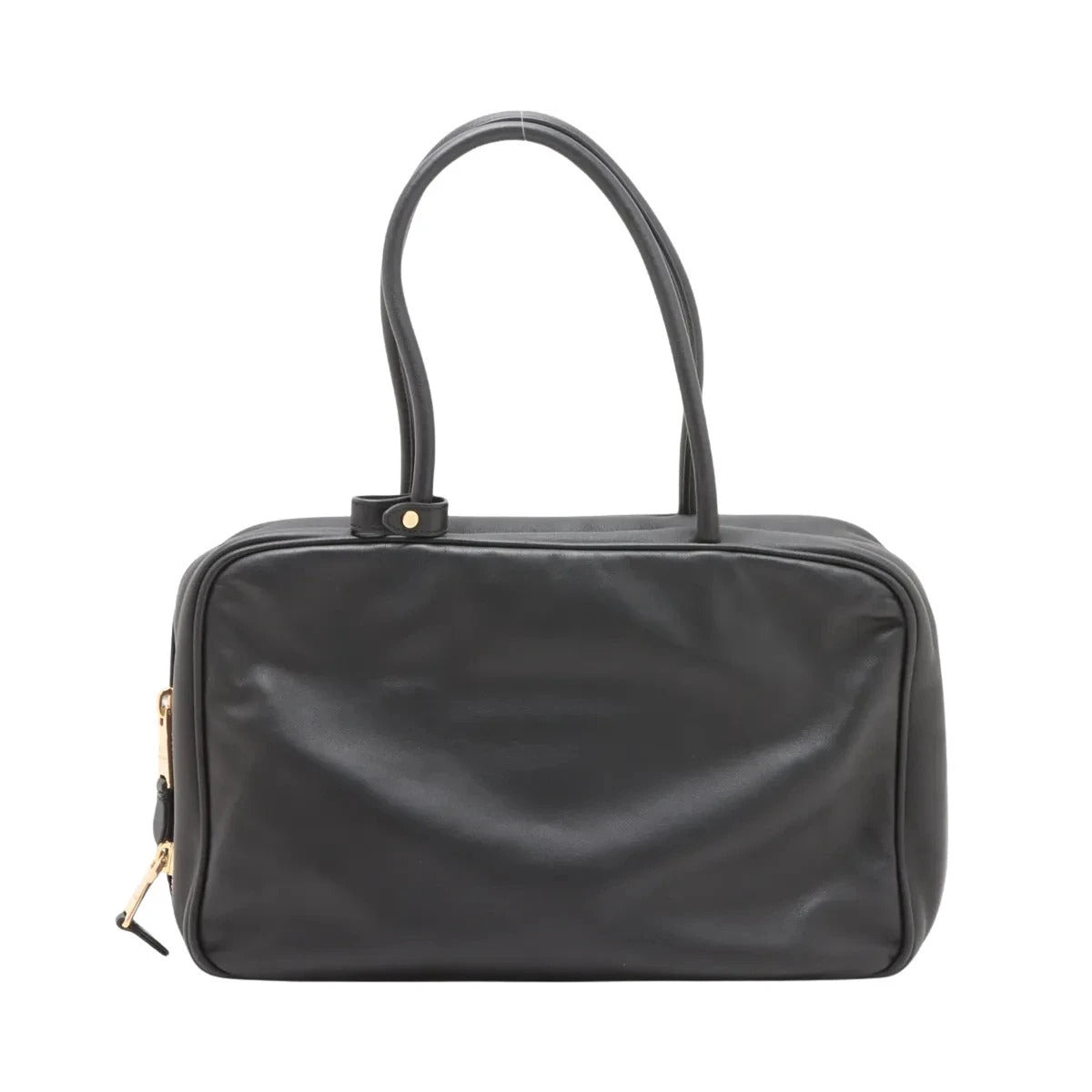 Pre-Loved Bowling Bag Handbag Leather with Gold Hardware, Black