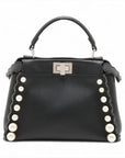 Pre-Loved Peekaboo Handbag Leather Mini with Silver Hardware, Black