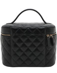 Pre-Loved Vanity Case Handbag Quilted Leather with Gold Hardware, Black