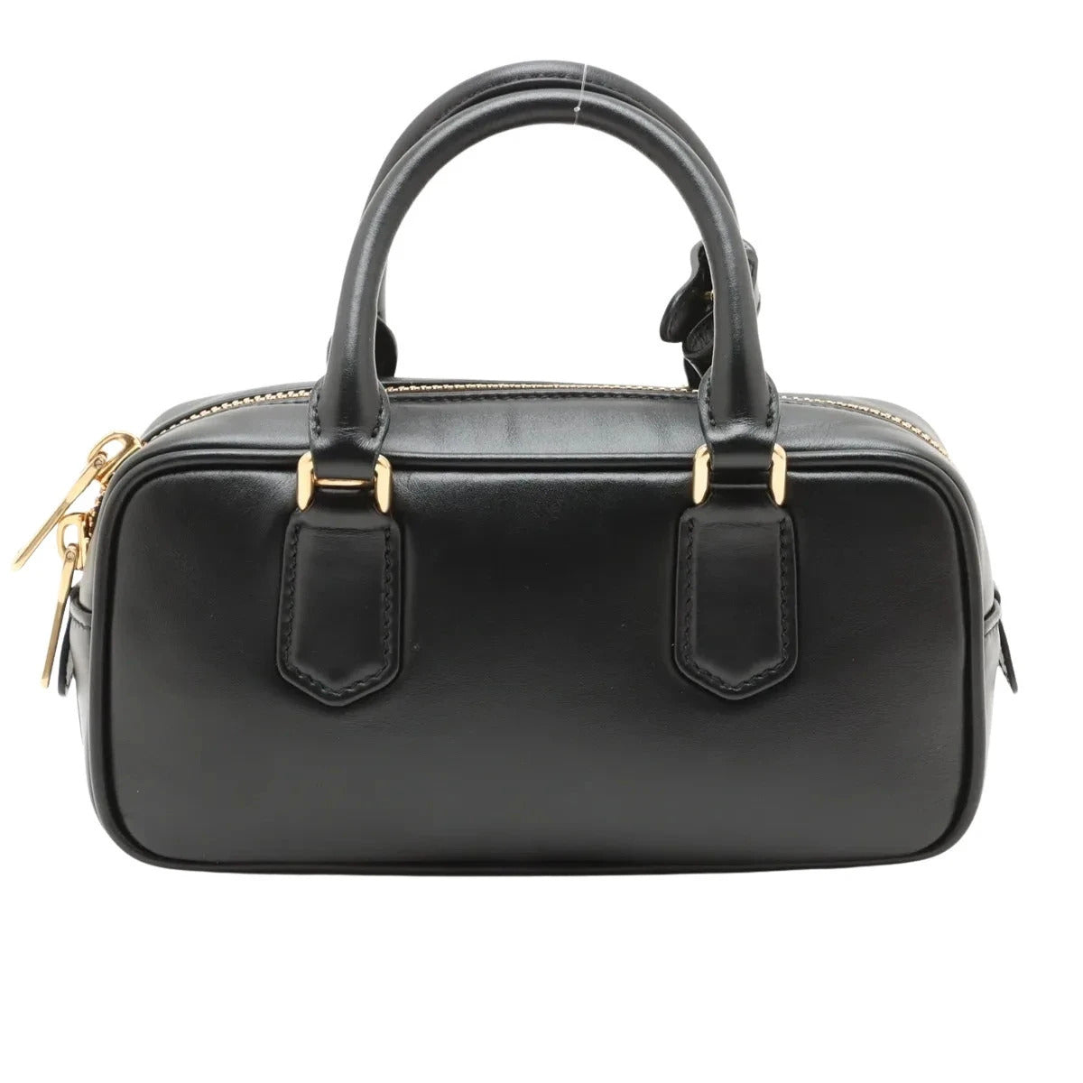Pre-Loved Bowling Bag Handbag Leather Mini with Gold Hardware, Black