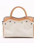 Pre-Loved Navy Cabas Handbag Canvas Plain Mini with Silver Hardware, Natural / Beige