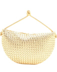 Pre-Loved Sardine Shoulder Bag Intrecciato Leather Mini with Gold Hardware, Gold