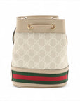 Pre-Loved Ophidia Bucket Bag GG Supreme Coated Canvas Mini with Gold Hardware, Beige / White