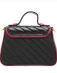 Pre-Loved GG Marmont Top Handle Handbag Quilted Leather Mini with Gold Hardware, Black