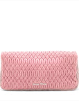 Pre-Loved Matelassé Crystal Shoulder Bag Quilted Leather Small with Silver Hardware, Pink