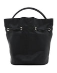 Pre-Loved Wheel Drawstring Bucket Bag Nylon XS with Silver Hardware, Black
