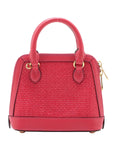 Pre-Loved Horsebit 1955 Handbag Woven Raffia Mini with Gold Hardware, Pink