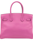 Pre-Loved Birkin Handbag Leather 30 with Palladium Hardware, Magenta Pink