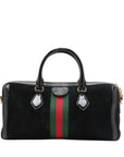 Pre-Loved Ophidia Handbag Suede Small with Gold Hardware, Black