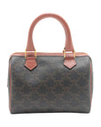 Pre-Loved Boston Triomphe Handbag Triomphe Coated Canvas Small with Gold Hardware, Brown
