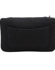 Pre-Loved Quilted Flap Bag with Foldable Tote Crossbody Bag Quilted Canvas Mini with Silver Hardware, Black