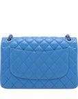 Pre-Loved Classic Double Flap Shoulder Bag Quilted Leather Jumbo with Ruthenium Hardware, Blue