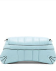 Pre-Loved Horsebit Chain Shoulder Bag Quilted Leather Small with Silver Hardware, Light Blue