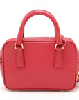 Pre-Loved Saffiano Mini Bauletto Handbag Leather Mini with Gold Hardware, Red