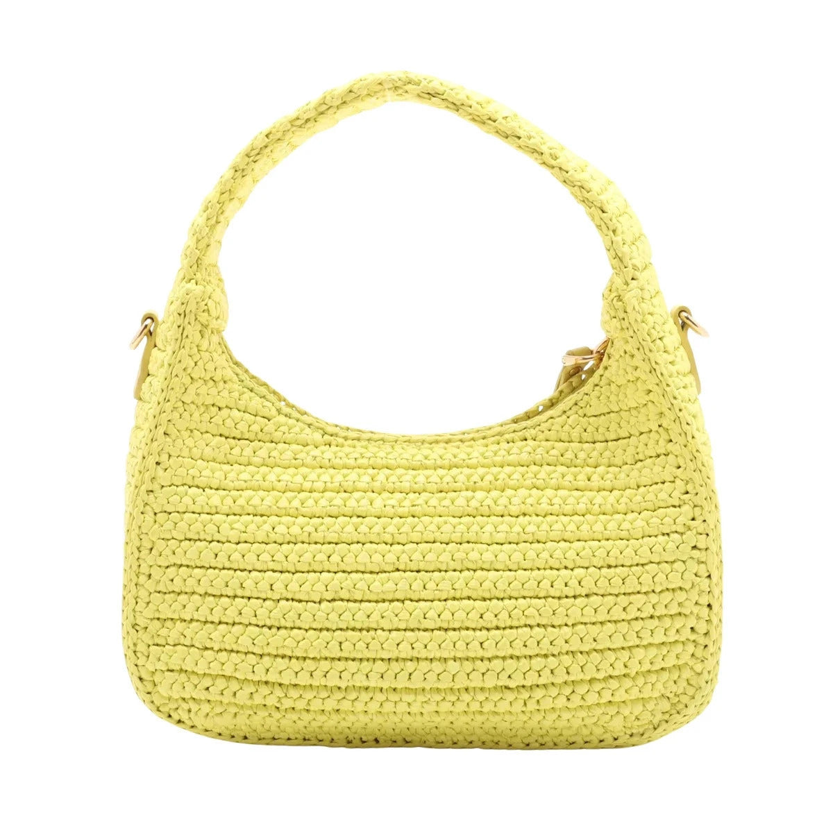 Pre-Loved Wander Hobo Shoulder Bag Raffia Mini with Gold Hardware, Yellow