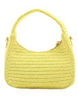 Pre-Loved Wander Hobo Shoulder Bag Raffia Mini with Gold Hardware, Yellow