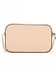 Pre-Loved GG Embossed Mini Chain Camera Bag Crossbody Bag Monogram Leather Mini with Gold Hardware, Beige