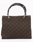 Pre-Loved Bamboo Tote Monogram Canvas with Silver Hardware, Brown