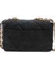 Pre-Loved Chanel 19 Shoulder Bag Quilted Fabric Small with Mixed Hardware, Black