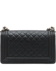 Pre-Loved Boy Shoulder Bag Quilted Leather New Medium with Aged Silver Hardware, Black