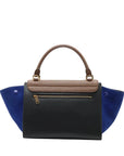 Pre-Loved Trapeze Handbag Leather Medium with Gold Hardware, Brown/Black/Blue