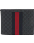 Pre-Loved GG Supreme Web Pouch Pochette Monogram Coated Canvas with Silver Hardware, Black