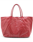 Pre-Loved Saint Louis Tote Goyardine Chevron Coated Canvas GM with Silver Hardware, Red
