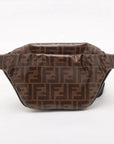 Pre-Loved FF Logo Belt Bag Belt Bag Coated Canvas with Silver Hardware, Brown