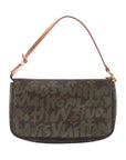 Pre-Loved Pochette Accessoires Graffiti Pochette Monogram Graffiti Coated Canvas with Gold Hardware, Brown with Khaki Green Graffiti